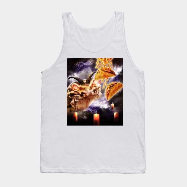 Demon Leopard Gecko Eating Taco & Fries Tank Top by Random Galaxy